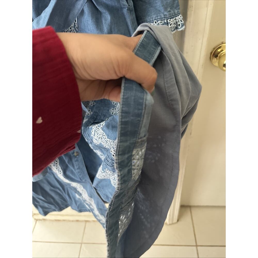 Boden Ruffle Placket Chambray Dress Light Blue Chambray Size 16-18 NWT - Picture 10 of 12